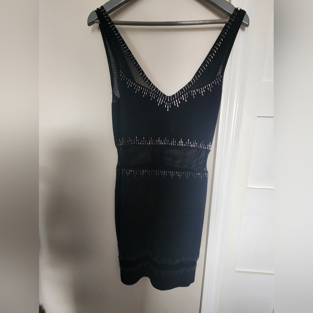 Sex black bandage dress with mesh
